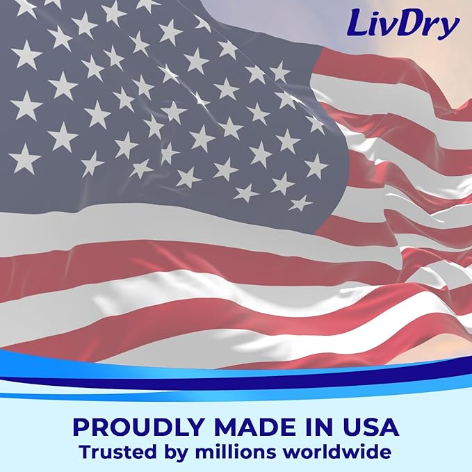 LivDry Adult Diapers Large Incontinence Underwear, Overnight, Leak Protection, 16-Pack