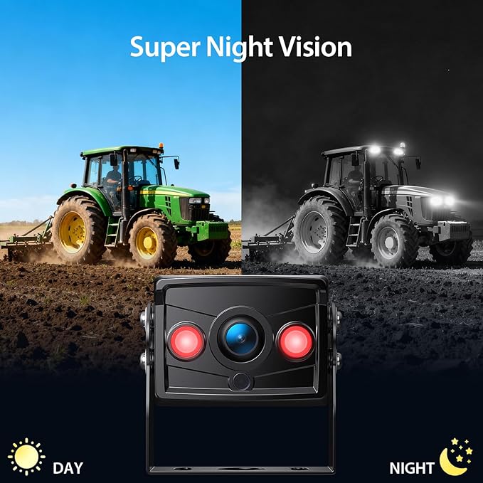 ZEROXCLUB 2 Wired Rear View Backup Camera System, 10" 1080P Monitor IP69K Waterproof Vibration-Proof 10G Reverse Camera, Quad Split Screen for Tractor, Truck, Trailer, Combine, Heavy Equipment, BH102