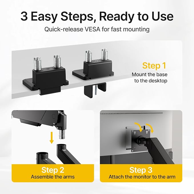 monTEK Dual Monitor Mount with USB Monitor Arms