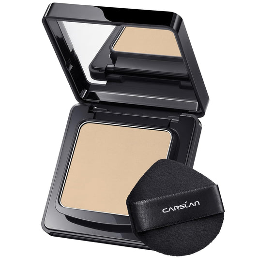1.0 Waterproof Face Pressed Powder Compact, 24H Longlasting Oil Control Pressed Setting Powder Talc-Free Makeup, Shine Free, Poreless, Smooth, 01 Natural Beige for dry&com skin (0.28Oz)