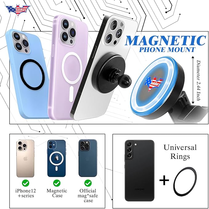 2024 Silverado 1500 Magnetic Phone Mount Compatible with 2019-2024 Chevy Silverado & 2019-2021 GMC Sierra，No-Drill Metal Cell Phone Holder for Dash Platform Car Accessories