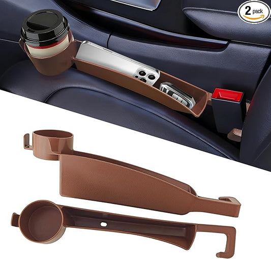 2PCS Car Seat Gap Filler Organizer, Console Side Organizer, Seats Gap Organizer with Phone Holder, Multifunctional Car Seat Filler Gap Space Prevents Things Dropping for Most Vehicles (Orange)