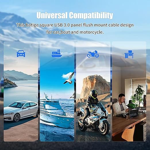 Single Port USB A 2.0 Male to Type C 2.0 Female Extension Cable,Flush Mount Waterproof Panel Cable for Car,Truck,Boat,Motorcycle Dashboard 3.3ft