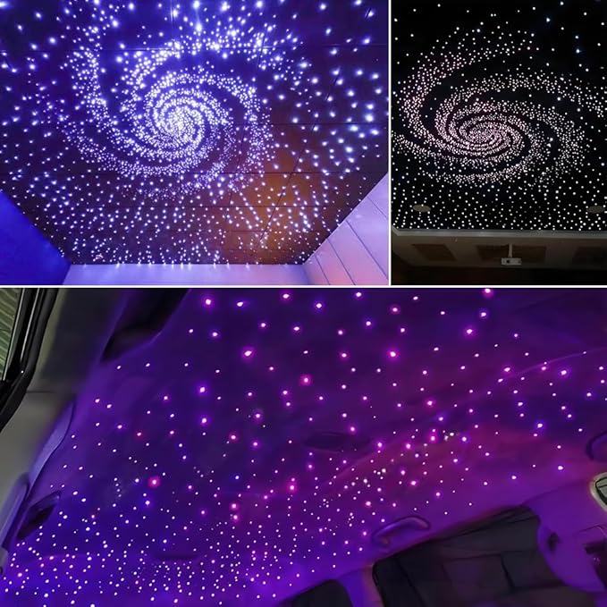 AKEPO 32W RGBW Twinkle+ Sound Activated+APP Dual Head Fiber Optic Lights Kit Star Ceiling Sky Light 16.4ft/5m Total 1330pcs of Mixed Fibers 0.75+1+1.5mm for Home Indoor Decor/Car Headliner Starlight