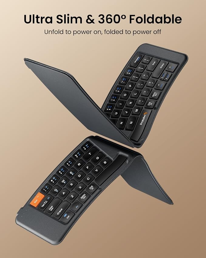 ProtoArc Ergonomic Foldable Keyboard, XK03 Split Folding Bluetooth Keyboard