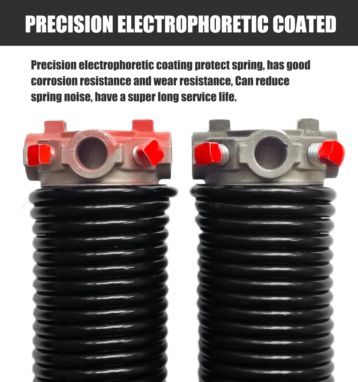 Garage Door Torsion Spring Set, Pair of 2" Electrophoresis Coated Garage Door Spring Replacement with 2 Non-Slip Winding Bars and Bearing, Minimum 16000 Cycles (.218x2x24)
