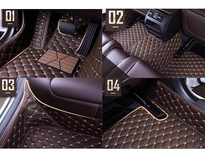 Custom Personalized Floor Mats for Cars，Luxury Full Coverage All Weather Car Floor Mats，Anti-Slip Leather Car Mat Set ，Custom Floor Mats for 99% of Cars, Trucks & SUVs (Black Yellow)