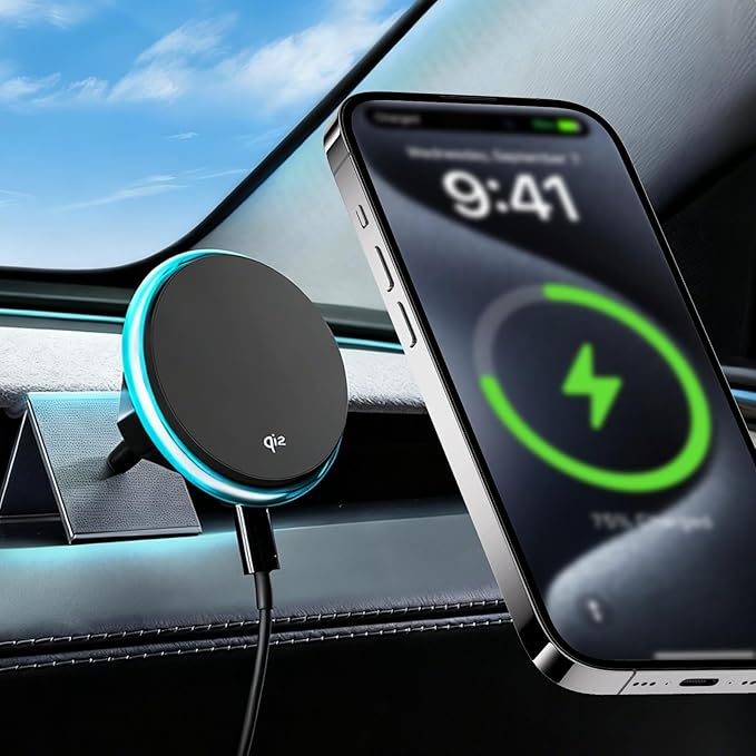 Wireless Car Mount Charger Fast Charging for Tesla Model 3/Y/3 Highland/Y Juniper (Model 3 Highland 2024+, Without OBD Charger)