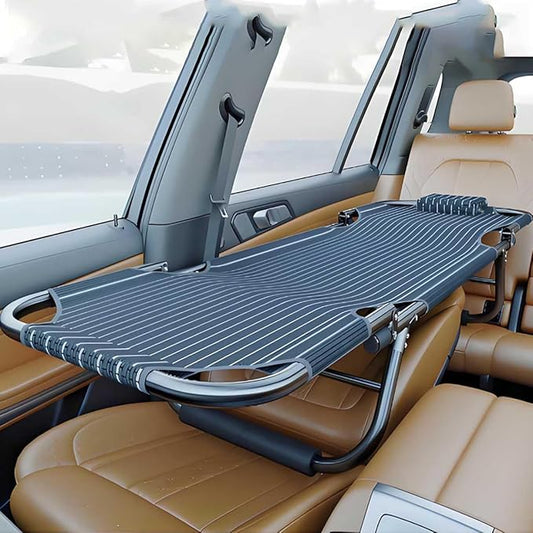 Car Travel Bed, Non-Inflatable Cushion, Universal Car Travel Bed for Rear Seat, Folding Camping Cot for Co-Pilot, Office, and Outdoor Camping Use (Blue)