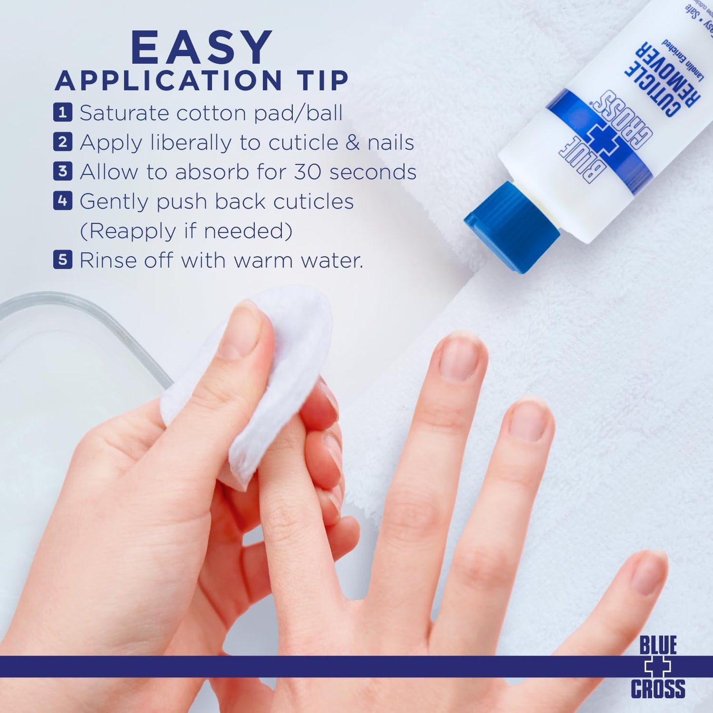 Blue Cross Cuticle Remover Liquid, Cuticle Softener for Nails, Professional Nail Care with Lanolin for Brittle Hang Nails, Hydrating, Moisturizing, Dry Cuticles, Made in USA, 8oz