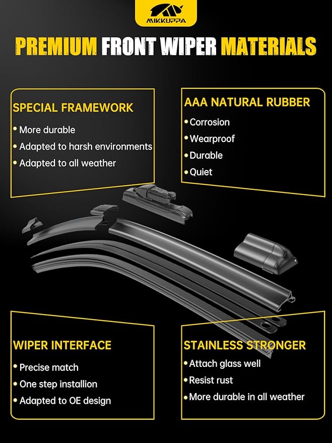MIKKUPPA 26"+20"+14" Windshield Wipers Blades Replacement for 2019-2023 BMW X5, Top Lock Front & Rear All Season Wiper Blades Set(Pack of 3)