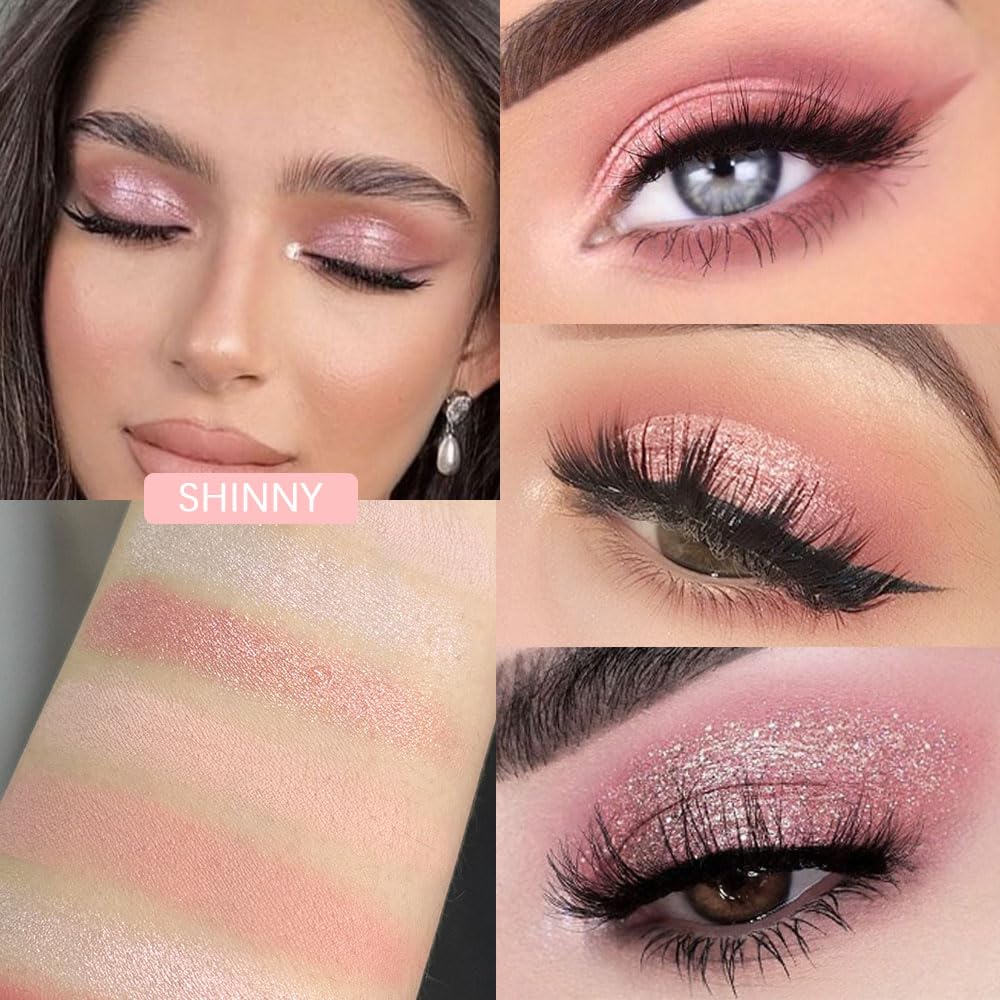 12 Colors Nude Natural Pink Matte Shimmer Eyeshadow Palette for Eye Makeup,High Pigmented Brown Eye Shadow Primers Powder Palet de sombras de ojos
