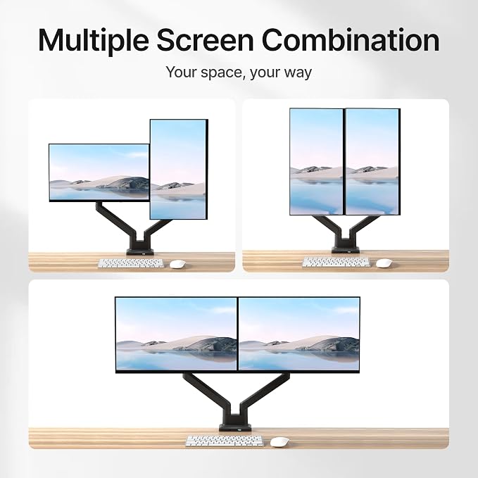 monTEK Dual Monitor Mount with USB Monitor Arms