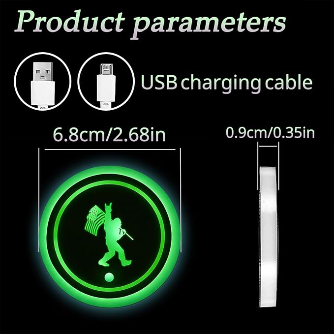 Cat LED Cup Holder Lights for Car,2Pcs LED Light Up Cup Holder Coasters with USB Charging 7 Colors 3 Modes,Waterproof Interior Atmosphere Lamp,Car Decor Accessories Cat Gifts for Women Men