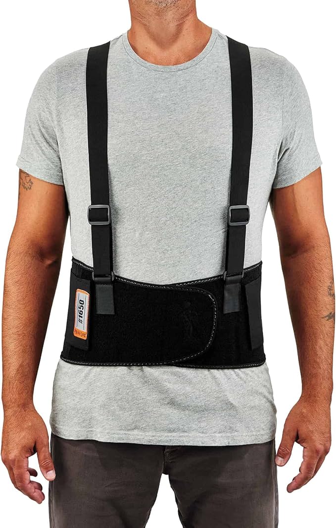 Ergodyne ProFlex 1650 Back Support Belt, 7.5" Elastic, Adjustable, Removeable Straps, 4XL , Black