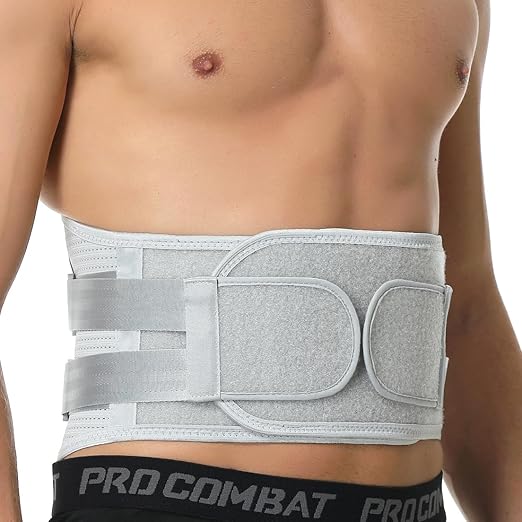 NeoTech Care Back Support Belt - Breathable & Adjustable Lower Back Brace - Double Pull Compression Straps (Grey, Size S)