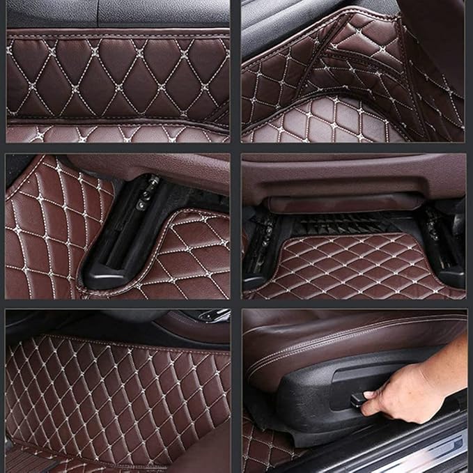 Custom Personalized Floor Mats for Cars - Luxury Full Coverage All Weather Mats, Anti-Slip Leather Mat Set, Fit for 99% of Cars, SUVs & Trucks (Beige, A-Diamond)