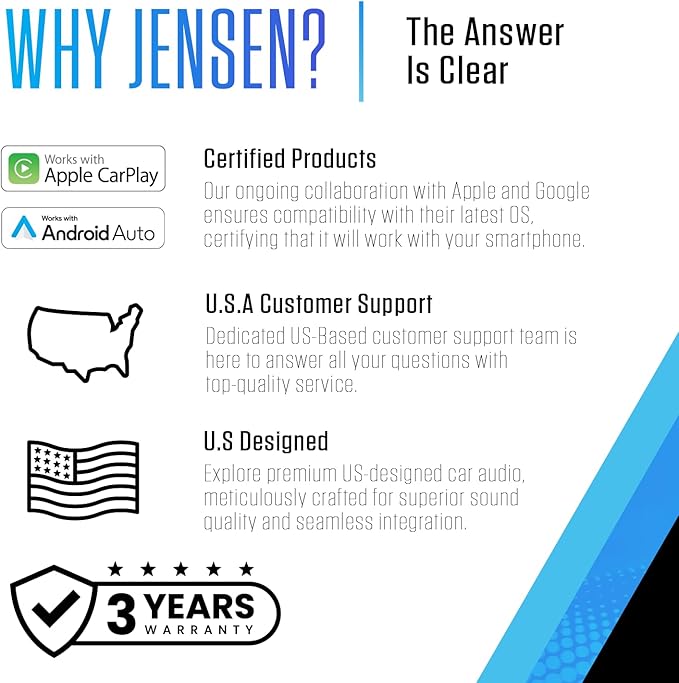 JENSEN J5CA12 11.6-inch Certified Apple CarPlay Android Auto Wired or Wireless | Maestro & Metra Axxess Ready | Single & Double DIN Car Stereo | SiriusXM Ready | Bluetooth | Front & Rear Camera Inputs