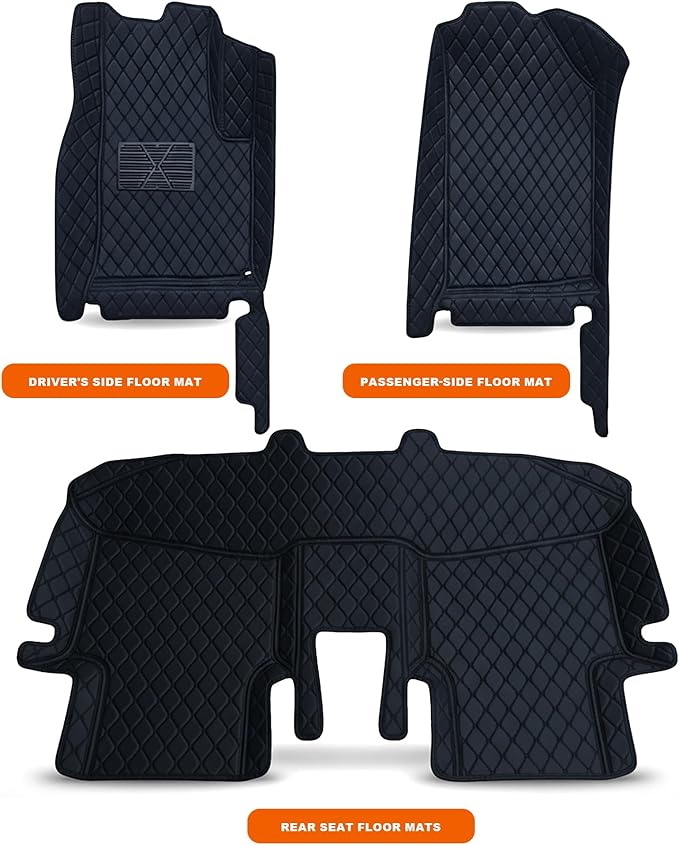 All-Weather car Floor MATS-Suitable for 99% of car Models,Leather car mat, offering Personalized Embroidery and Multiple Color Options,Provide Protection for car Rug (2+1blue)