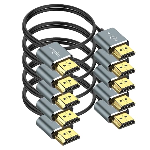 Twozoh Slim 4K HDMI Cable 1FT 5 Pack, Ultra Thin & Flexible Skinny HDMI to HDMI