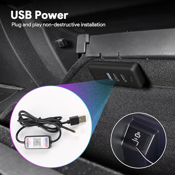 Ambient Lighting Wireless Charging Frame for 2025-2026 Tesla Model Y (Includes Juniper) 2024-2026 Tesla Model 3 PC Stylish Decorative Accessories (Little Starry Sky, Matte Black)