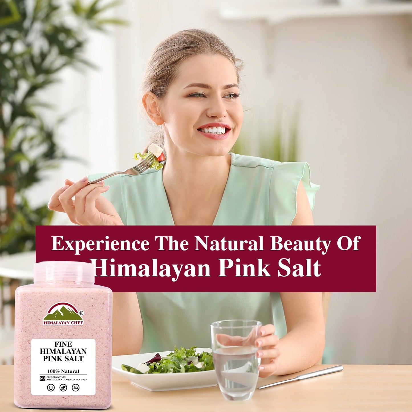 Himalayan Chef Himalayan Pink Salt Fine Grain, Plastic Jar-5 lbs