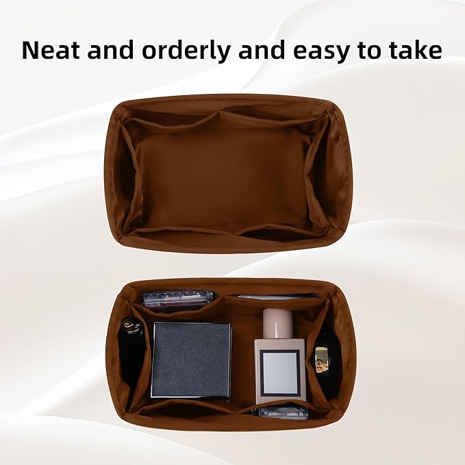DGAZ Silk Purse Organizer Insert Fits LV Speedy 16/20/25/30/35/45 bags，Silky Smooth Bag Organizer，Luxury Handbag & Tote Shaper（Gold，SP45）