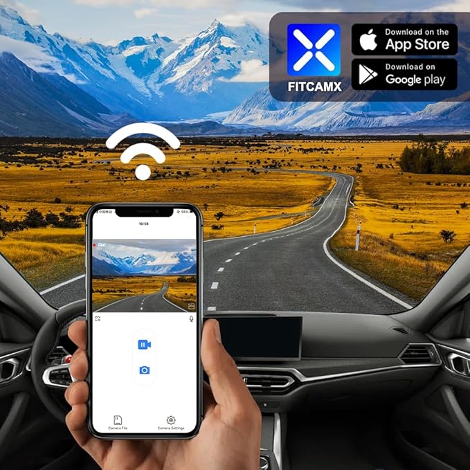 Fitcamx 4K Dash Cam Suitable for BMW 4 Series M4 2020-2024 430i 440i M440i Xdrive G22 G23 G26 G82 G83 (HD2-6308), OEM Style, 2160P UHD Video, WiFi&APP, Loop Recording, G-Sensor, Plug&Play, 64GB Card