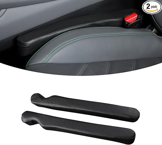 2Pack Leather Seat Gap Filler, Fill The Gap Between Seat and Console, Car Crevice Catcher Blocker Stop Things from Dropping, Universal Gap Stopper Crack Plug for Car SUV Truck (Black)