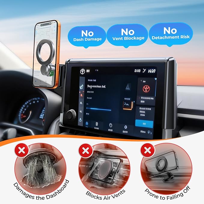 Car Phone Holder for BMW X5 2014-2018 & X6 2015-2019 (Only for 10.2-Inch Screen) 360° Rotation Magnetic Cell Phone Mount, Compatible with Magsafe, Does Not Affect Air Vent