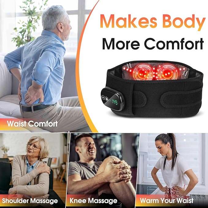 Electric Heating Pad for Back, XL Cordless Heated Back Belt Wrap with 3 Heating and 3 Vibration Modes, 5000mAh Battery Operated Lower Back Massager, Heated Pad for Back