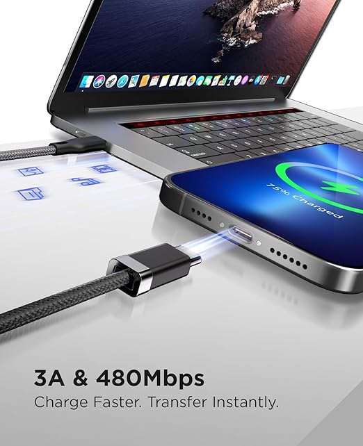 Magtame 2 Pack USB C to USB C Cable 5FT, StayCable with Magnetic Metal Plate Holder, 60W Fast Charging Braid Type-C Charger Cord, Cable Management for iPhone 17/16/15, Laptop, Car, Bedside