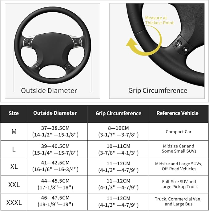 Suede Leather Steering Wheel Cover Wrap Kit - DIY Stitch-On for 16-17" Wheels, Superior Sweat Absorption & Non-Slip Grip, Comfortable & Durable Year-Round Upgrade