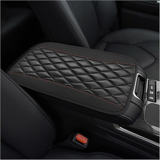 Car Center Console Cushion Pad, PU Leather Waterproof Auto Armrest Box Cover Protector, Comfortable Armrest Seat Box Cover Mat, Universal Car Accessories for SUV Truck (Black)
