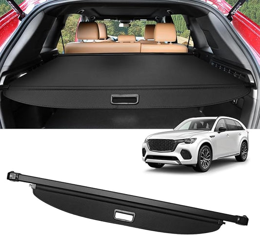 Cargo Cover for Mazda CX-70 CX70 2024 2025 2026 Accessories Retractable Trunk Cover Security Shielding Shade Cargo Luggage Cover Trunk Privacy Protection (Carbon Fiber Texture)