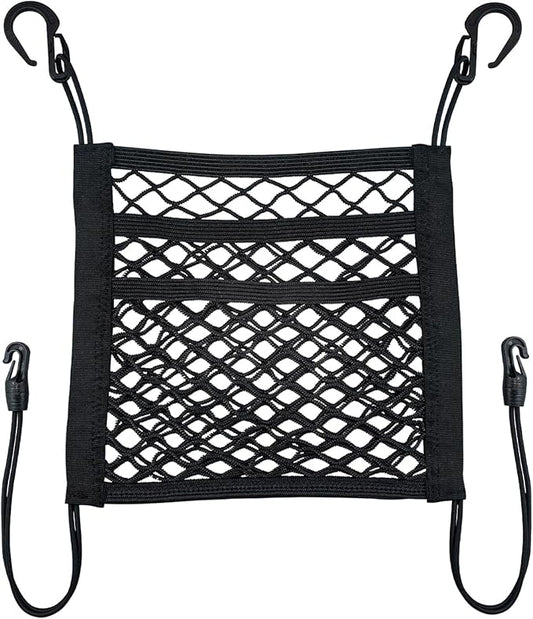 3-Layer Car Mesh Organizer Storage Between Front Seats Kid Dog Pet Net Barrier Car Net Pocket Elastic Tissue Purse Holder Netting for SUV, Van