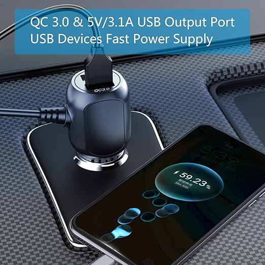 Dash Cam Micro USB Power Cable, Left Angle 90 Degree Micro USB with Dual USB Port Fast Power Supply, for 12V-24V Car and Truck Dash Cam, GPS Navigator, MP3 Player and Other USB Devices