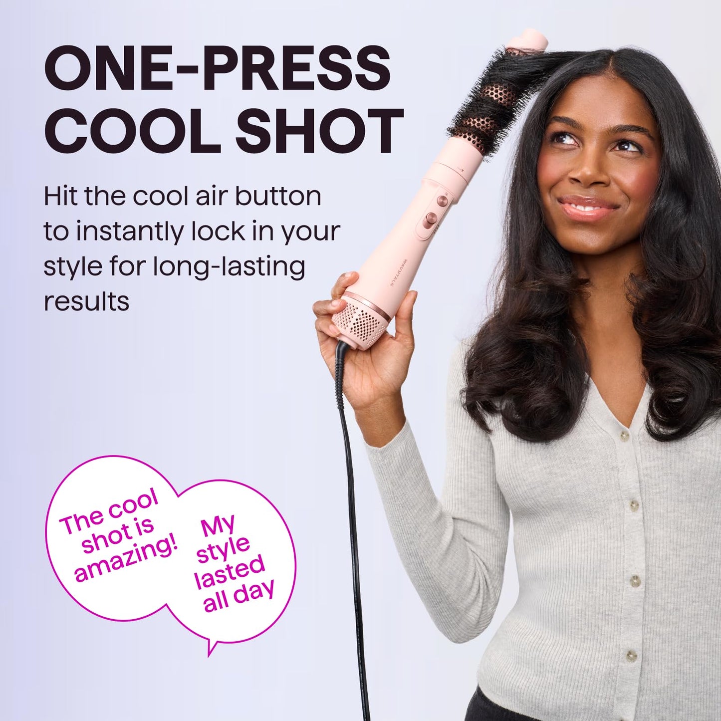 Blow Dryer Brush Set, Wavytalk Air Sculpt 5-in-1 Hot Air Brush Set, Multi Hair Styler for Salon Blowouts, Smooth Curls, Volumizing and Straightening, Sleek and Less Frizz, Pink