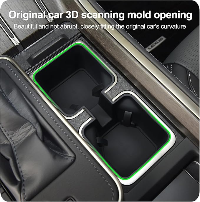 smabee Center Console Cup Holder Insert for 2024 2025 2026 Lexus GX 550 GX550 Accessories Silicone Drink Organizer Interior Black