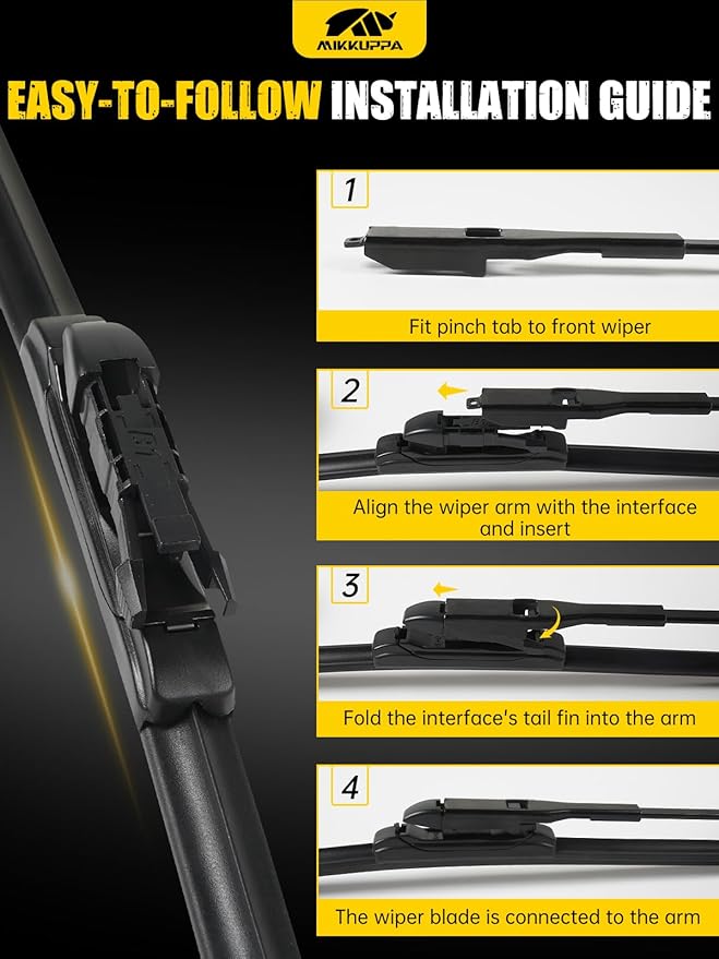 MIKKUPPA 26"/22"/11"/13" Windshield Wiper Blades - Replacement for 2011-2023 Ford Explorer - Original Factory Quality Front and Rear Wipers Blade Set for My Car - Pinch Tab (Pack of 4)