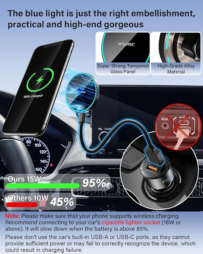 SKYLOTEC Phone Holder for Honda Civic 2022-2026 Accessories 7/9-Inch Screen Fixed Clip, Car Magnetic Phone Mount Compatible with MagSafe, Strong Magnets Fast Wireless Charger Cell Phone Base