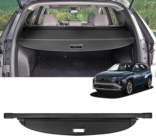 Cargo Cover for Hyundai Tucson 2026 2025-2022 Accessories Retractable Trunk Cover Security Shielding Shade Cargo Luggage Cover Trunk Privacy Protection (Carbon Fiber Texture)