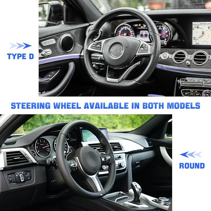 zipelo 14.5"-15" Car Steering Wheel Cover, Auto Interior Wheel Protector with Durable Soft Breathable Anti-Slip Linging Leather, Universal for Vehicles Trucks SUVs Accessories for Women (Style7-Black)