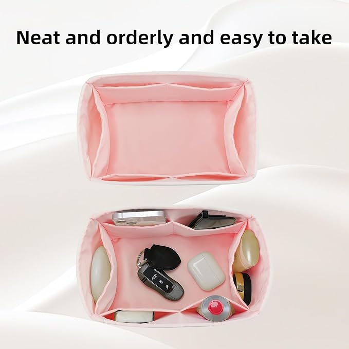 DGAZ Silk Purse Organizer Insert Fits LV Speedy 16/20/25/30/35/45 bags，Silky Smooth Bag Organizer，Luxury Handbag & Tote Shaper（Pink，SP20）