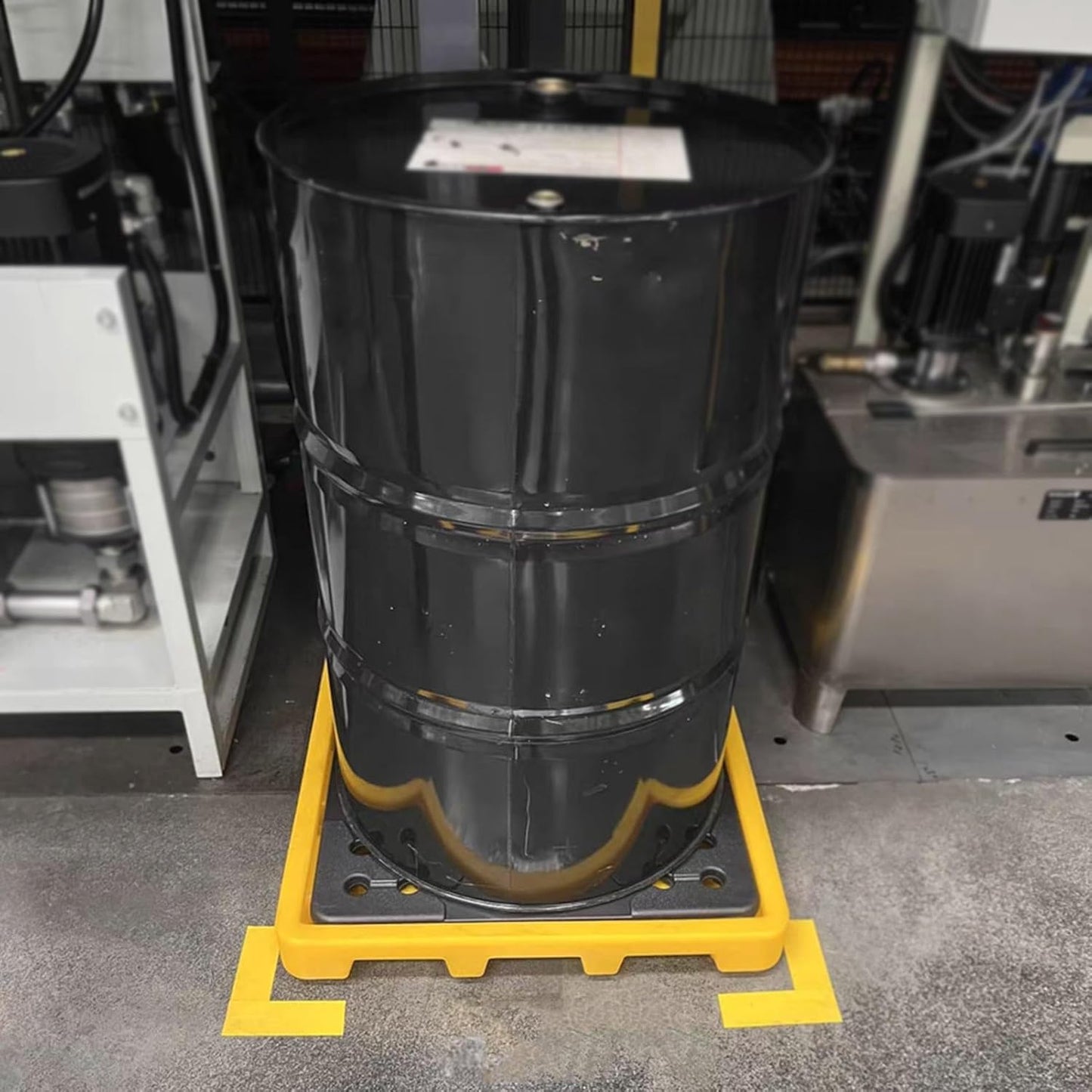 Drum Containment Spill Pallet, Industrial Nestable Oil Drums Leak-Proof Tray, Garage Storage Detachable Anti Slip Polyethylene Platform with Drain (Color : Yellow-2 Pack, Size : 19.3"x14"x3.