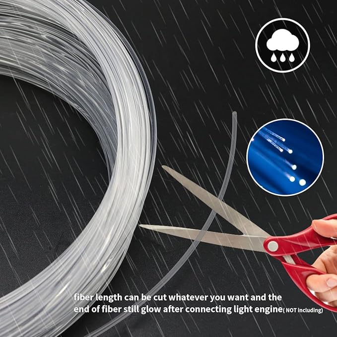 AZIMOM PMMA Plastic End Glow Fiber Optic Cable 0.5mm(0.02in) 100m(328ft)/Roll for Star Sky Ceiling All Kind Led Light Engine Driver Source