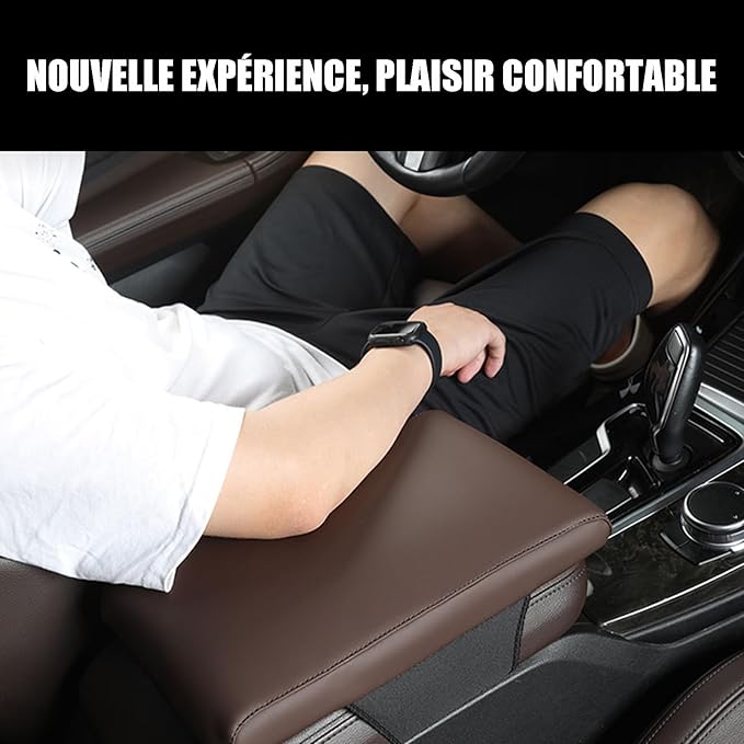 Car Armrest Cover Pad for Tesla Model 3 Premium Leather Center Console Armrest Cushion Pad Anti-Scratch Waterproof Auto Interior Accessories Black Style
