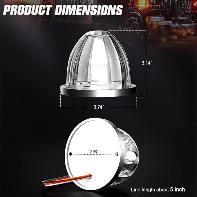 2-Pack Dual Color Watermelon Lights with Strobe & Steady Lighting Clear Lens Red/Amber LED Side Marker Turn Signal Lights for Truck Trailer RV Off-Road Vehicle