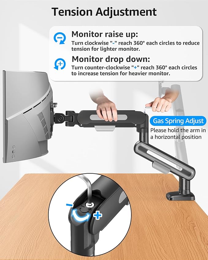 MOUNTUP Dual Monitor Mount Holds 4.4-26.5lbs, Heavy Duty Monitors Arm