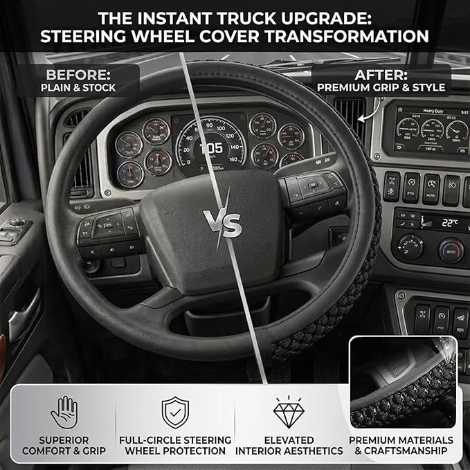 Size 16-20 Inch Ice Silk Ventilation Multi-Style Comfy Grip Steering Wheel Cover for Truck, Bus, Big Rig Trucker,SUV， Anti-Slip Design 16-20 Inch (Gray, 17)